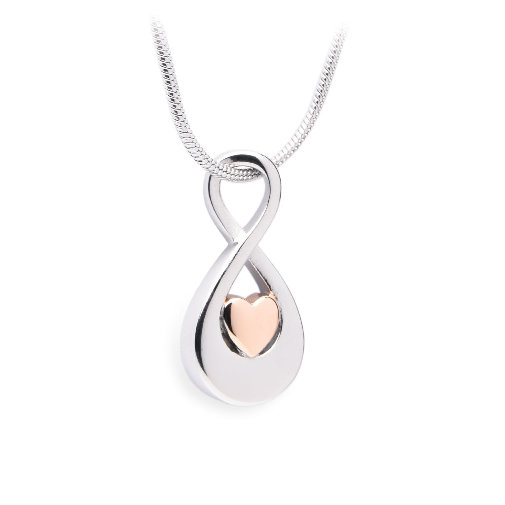 J-997 - Infinity Symbol with rose gold Heart