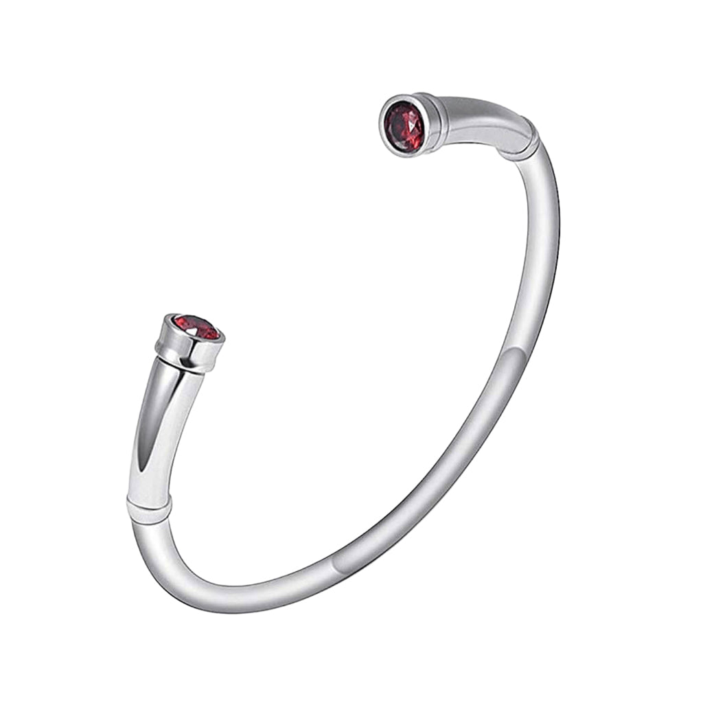 J-BANGLE 01 – Jeweled Silver-tone Bangle with Crystal Stones Ruby Red