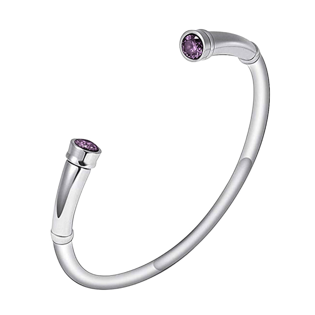J-BANGLE 01 – Jeweled Silver-tone Bangle with Crystal Stones Light Amethyst