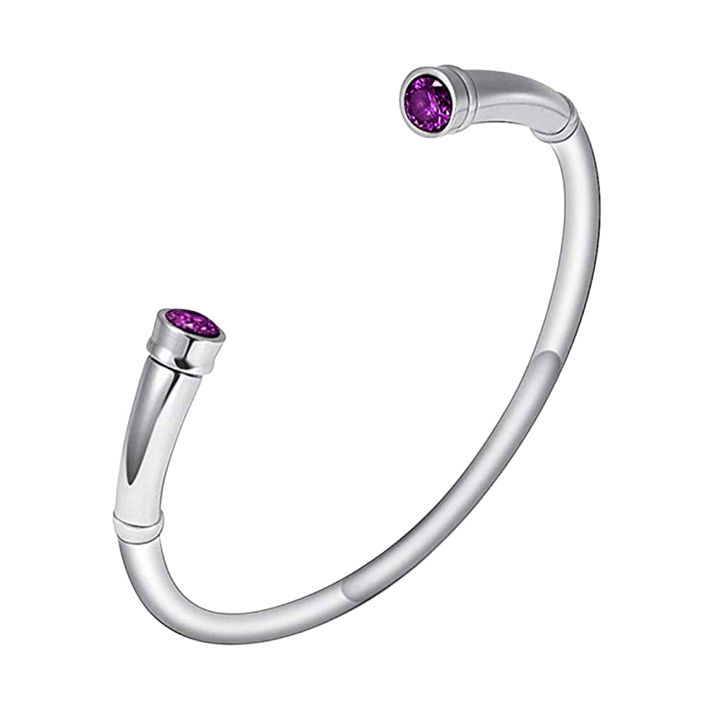 J-BANGLE 01 – Jeweled Silver-tone Bangle with Crystal Stones Amethyst