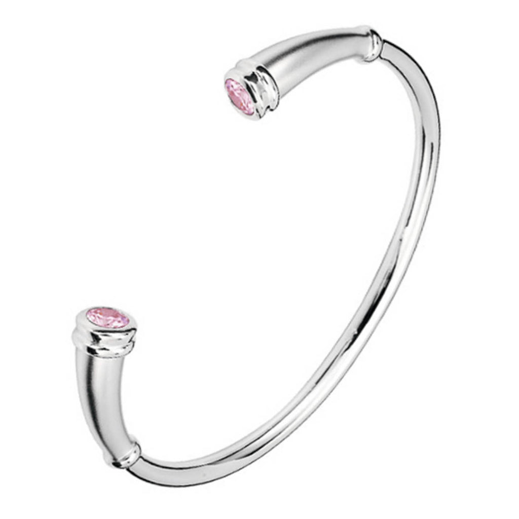 J-BANGLE 01 – Jeweled Silver-tone Bangle with Crystal Stones Light Rose