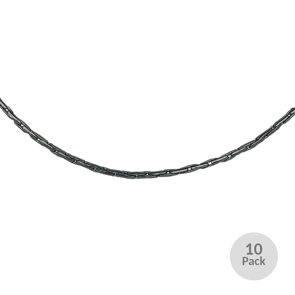 Long Box Chain - 1.2 mm x 22’’ Length -Pack of 10 Black