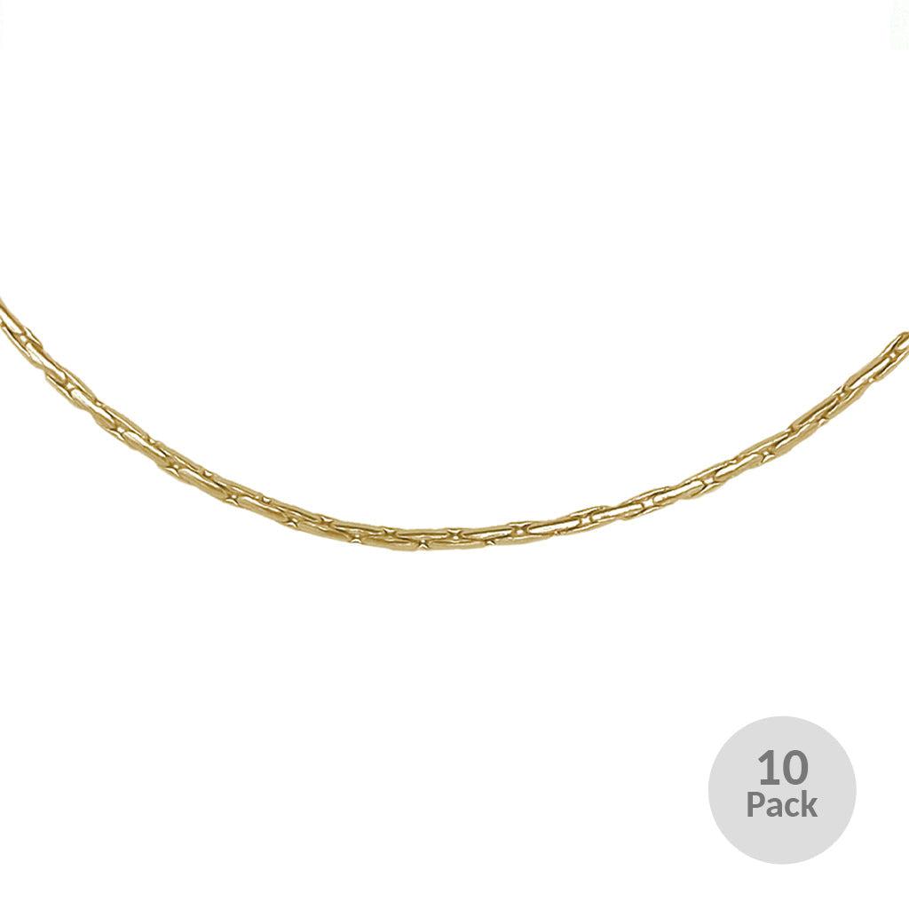 Long Box Chain - 1.2 mm x 22’’ Length -Pack of 10 Gold
