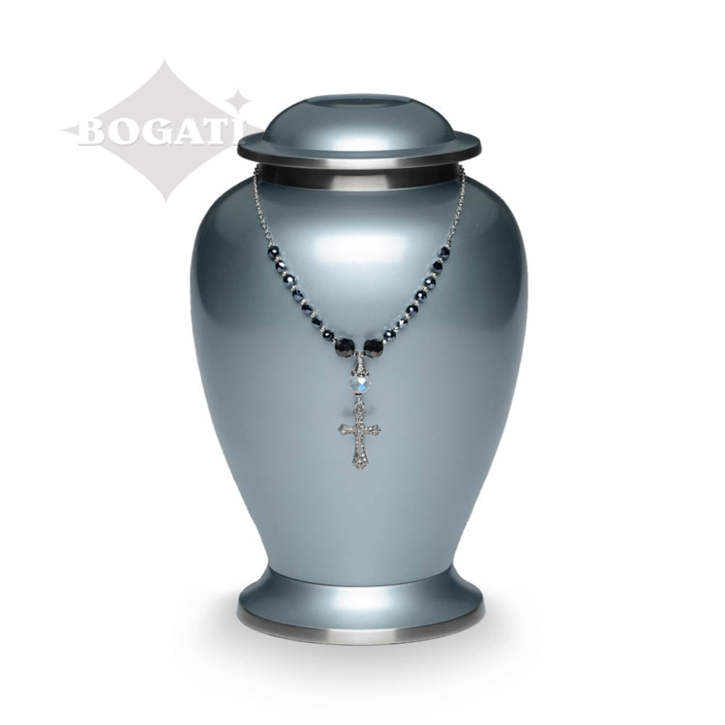 CLEARANCE - Urn Adornment - MI-9 Gothic Cross with Black & Crystal Beads