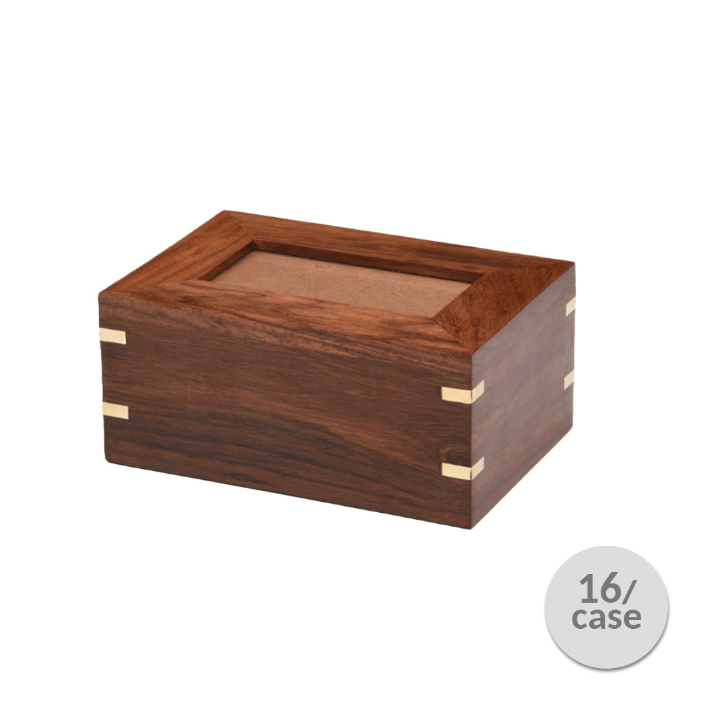 SMALL - Rosewood Photo Frame Urn -517- Brass coners-Case of 16