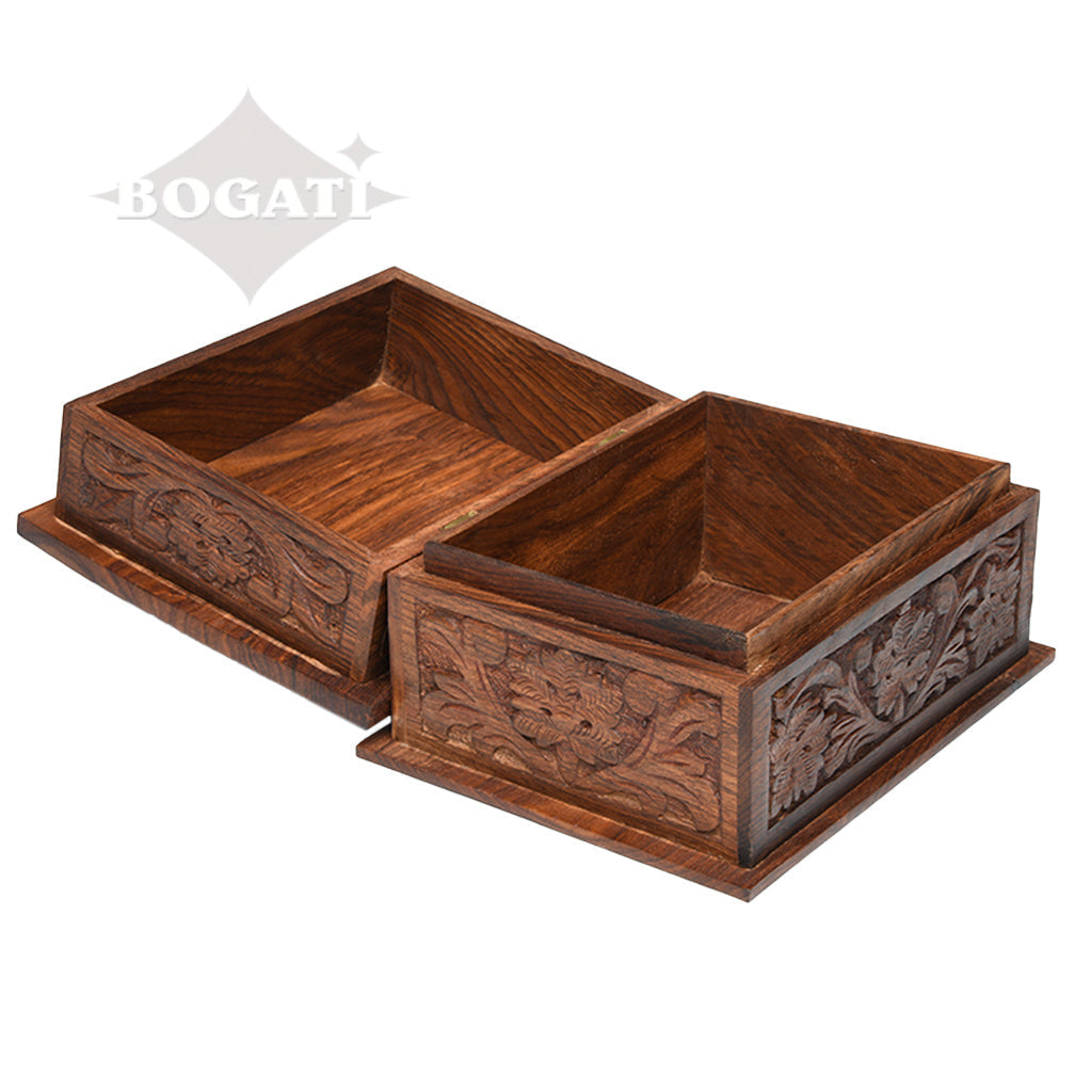ADULT - Rosewood Memory Box Urn - Rustic look - Leaf Design - Case of 6