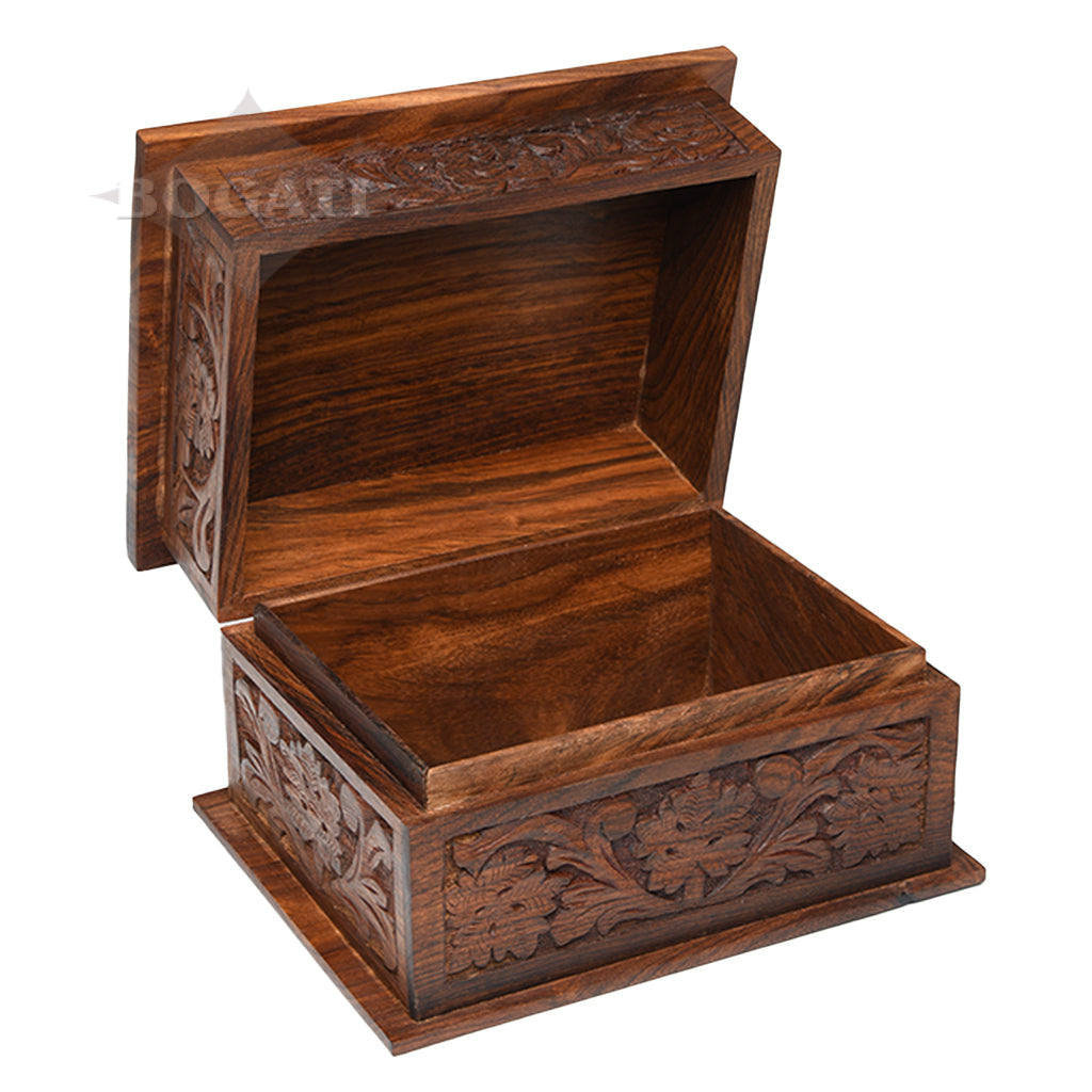 ADULT - Rosewood Memory Box Urn - Rustic look - Leaf Design - Case of 6