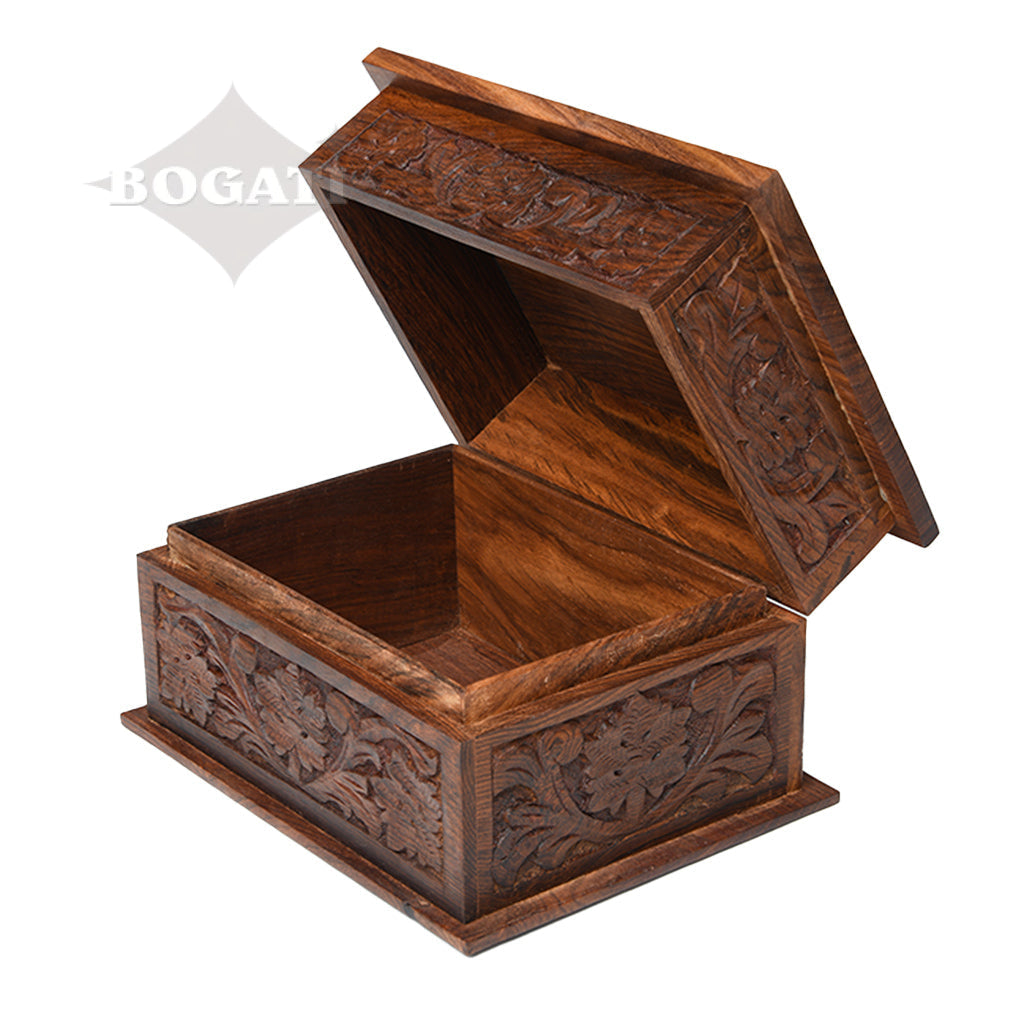 ADULT - Rosewood Memory Box Urn - Rustic look - Leaf Design - Case of 6