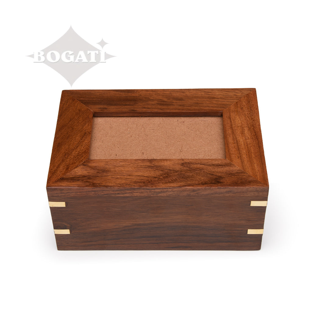 MEDIUM - Rosewood Photo Frame Urn -517- Brass coners