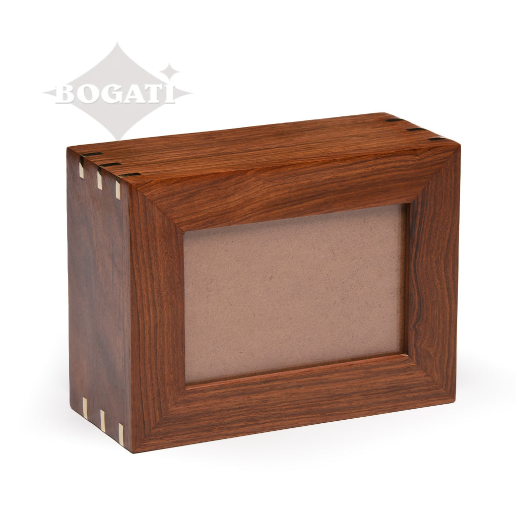 MEDIUM - Rosewood Photo Frame Urn -517- Brass coners
