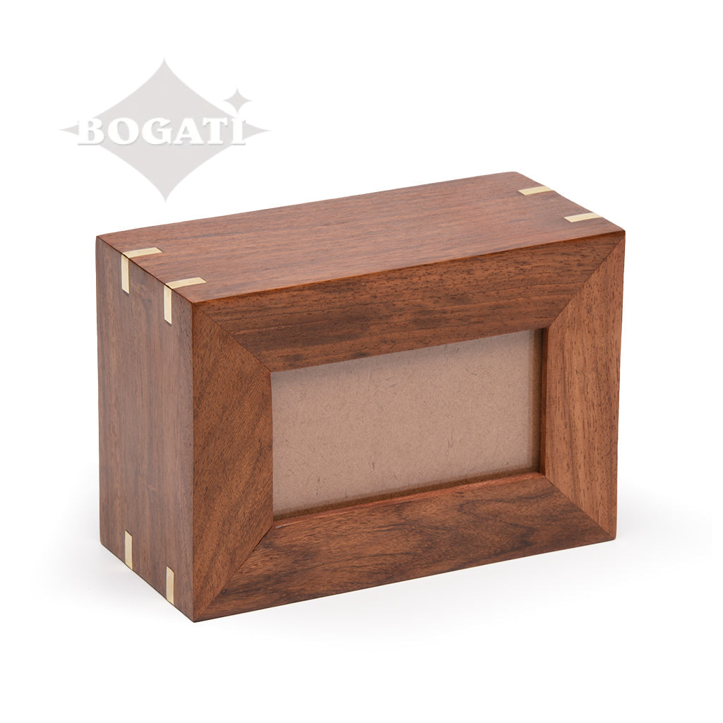 SMALL - Rosewood Photo Frame Urn -517- Brass coners