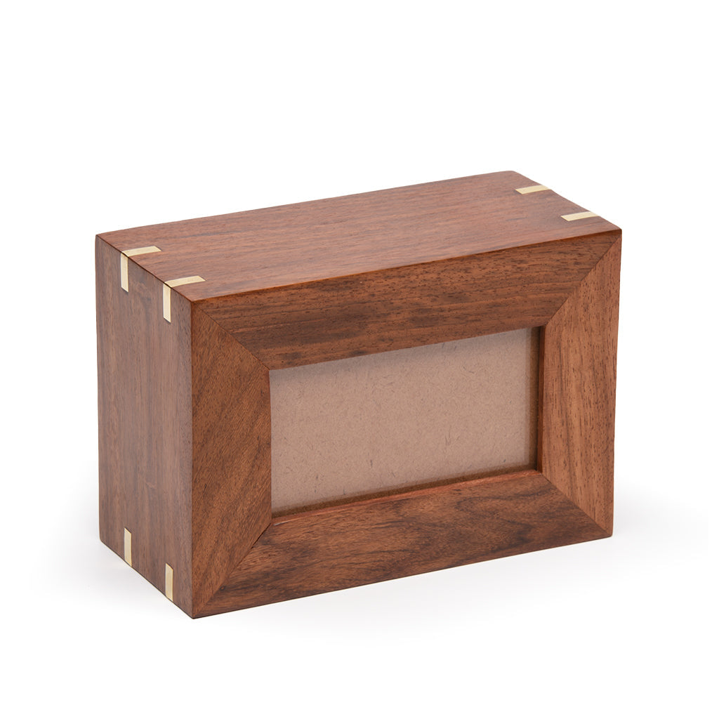 SMALL - Rosewood Photo Frame Urn -517- Brass coners