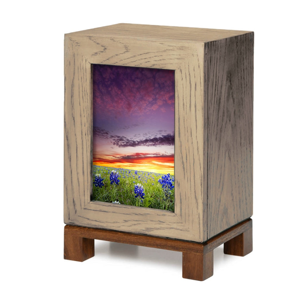 ADULT Rustic Style Photo Frame Urn - Bluebonnets at Sunset
