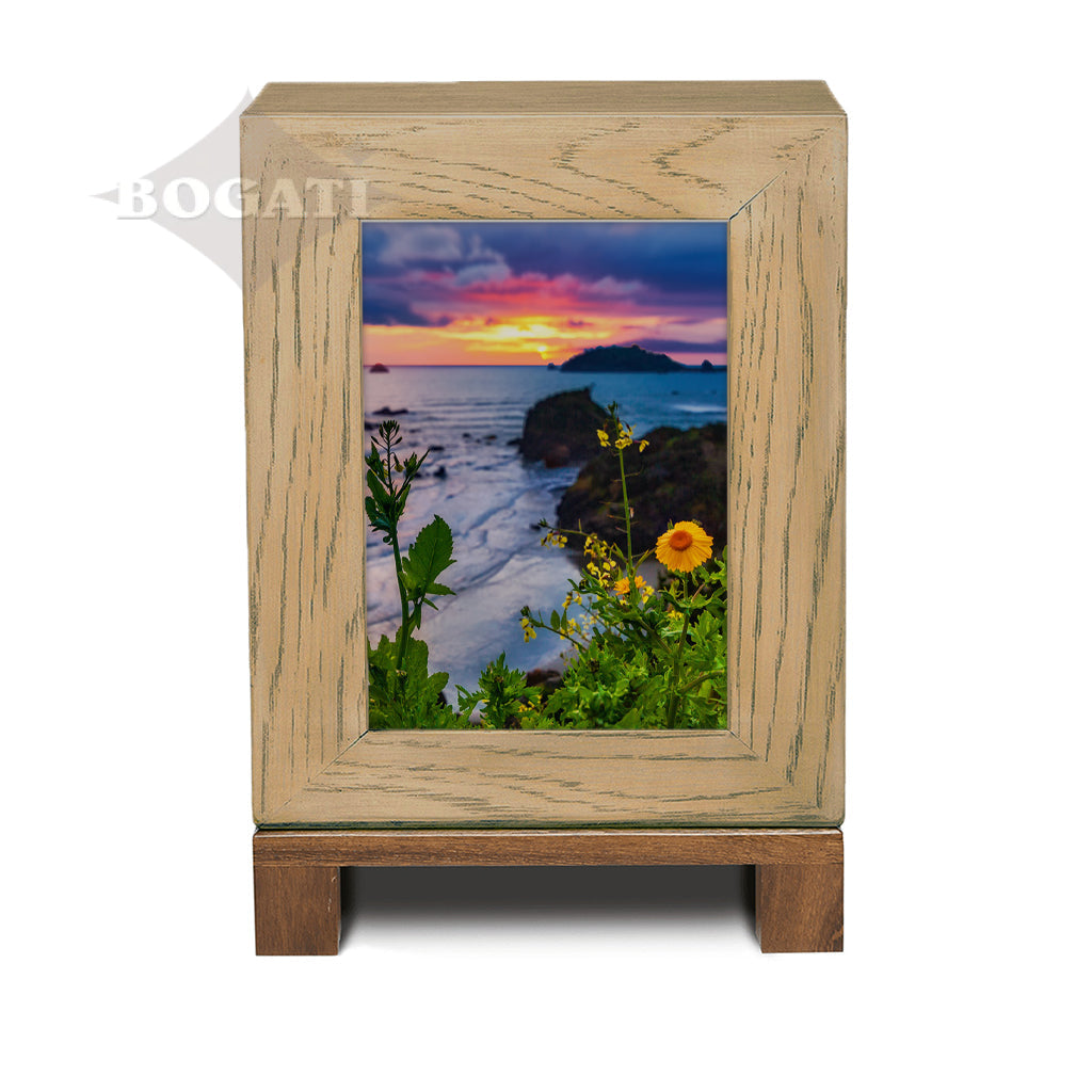 IMPERFECT SELECTION - ADULT Rustic Style Photo Frame Urn - Flowers at Dusk