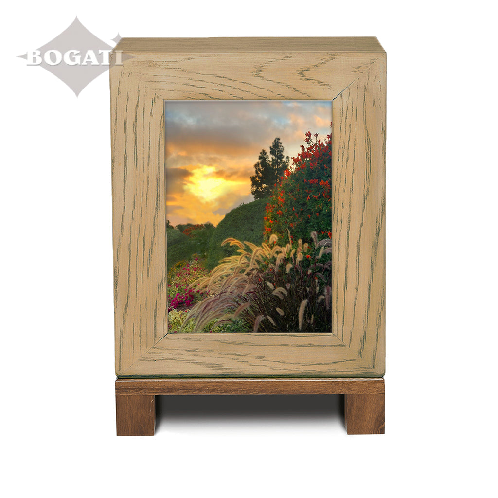 IMPERFECT SELECTION - ADULT Rustic Style Photo Frame Urn - Garden at Sunset