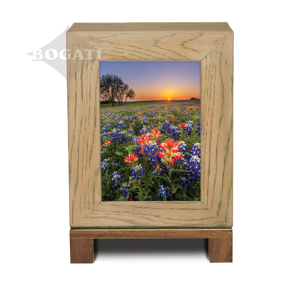IMPERFECT SELECTION - ADULT Rustic Style Photo Frame Urn - Bluebonnets and Wild Paintbrush