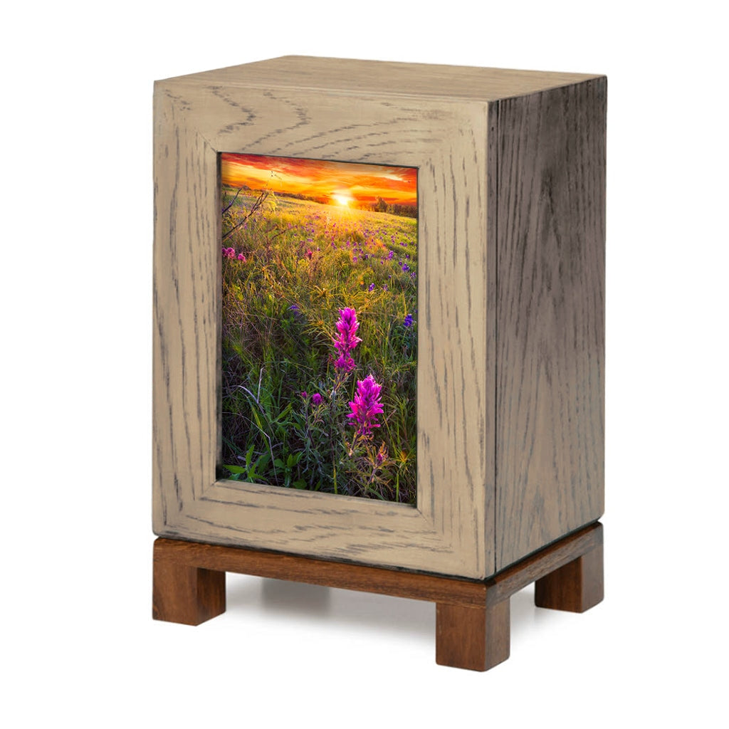 IMPERFECT SELECTION - ADULT Rustic Style Photo Frame Urn - Wildflowers Landscape