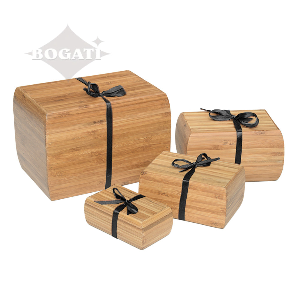 IMPERFECT SELECTION - EXTRA SMALL - Bamboo Urn - 1024 - Curved edges removable Satin ribbon - Case of 36