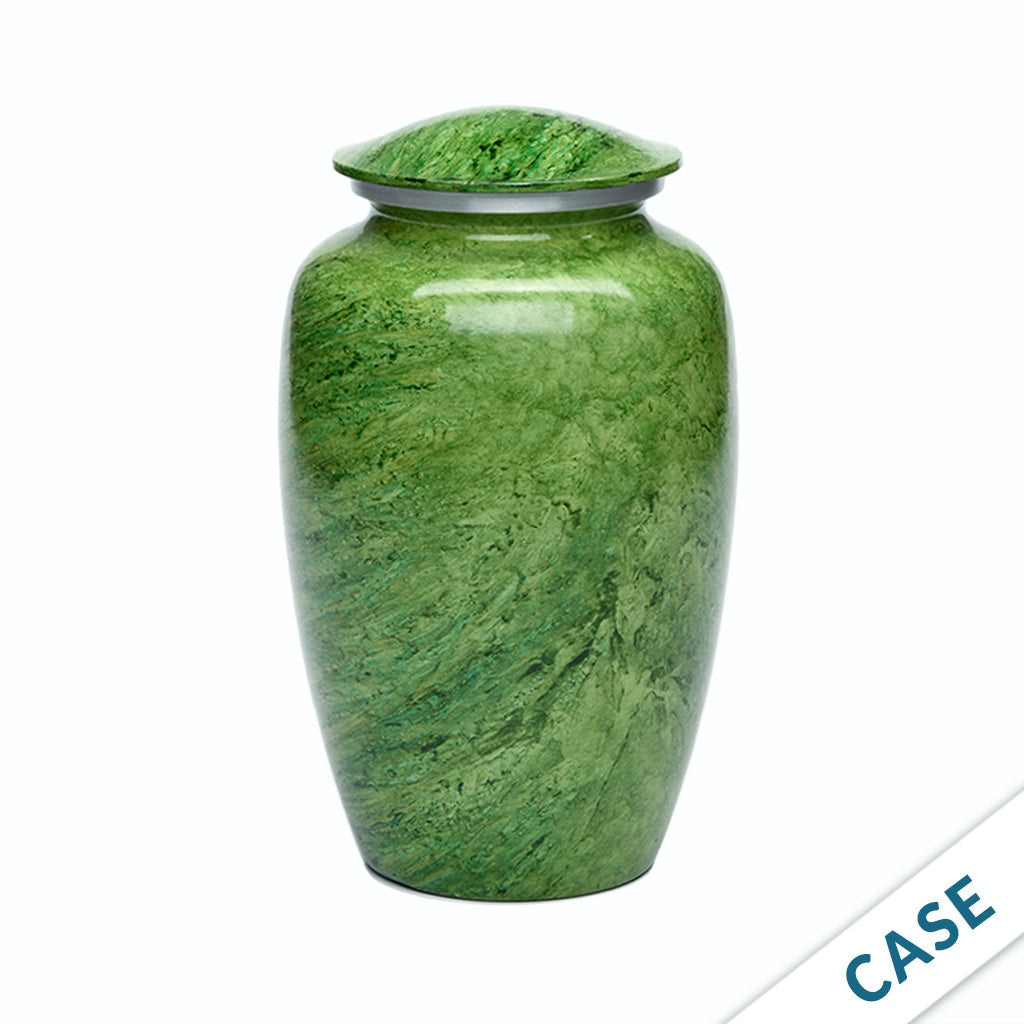 ADULT -Classic Alloy Urn - Hand-painted Stone-look - Case Green