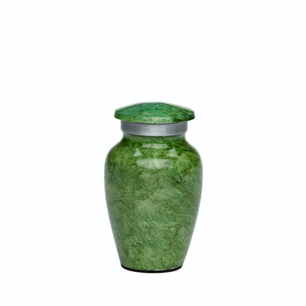 KEEPSAKE -Alloy Urn -Hand Painted Stone-look Green