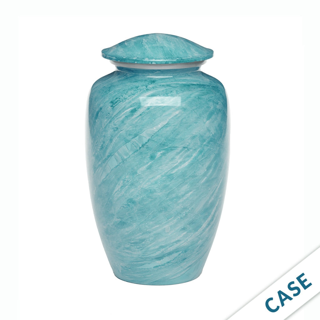 ADULT -Classic Alloy Urn - Hand-painted Stone-look - Case Teal
