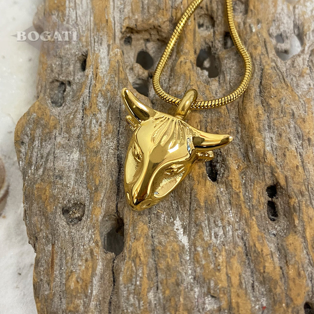 CLEARANCE - J-1511 Bull Silver-tone- Pendant with Chain