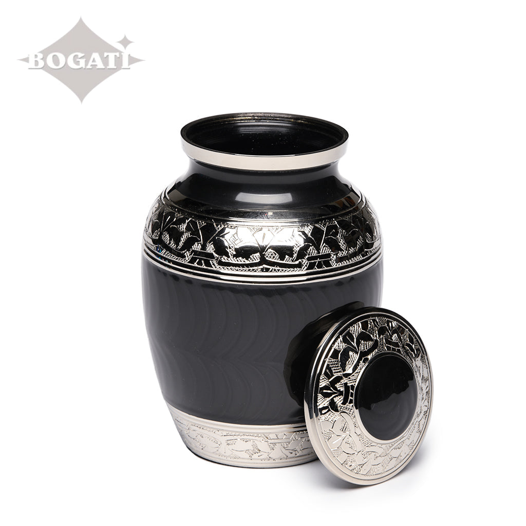 MEDIUM Nickel Plated Brass Urn -1528- Fleur-de-Lis