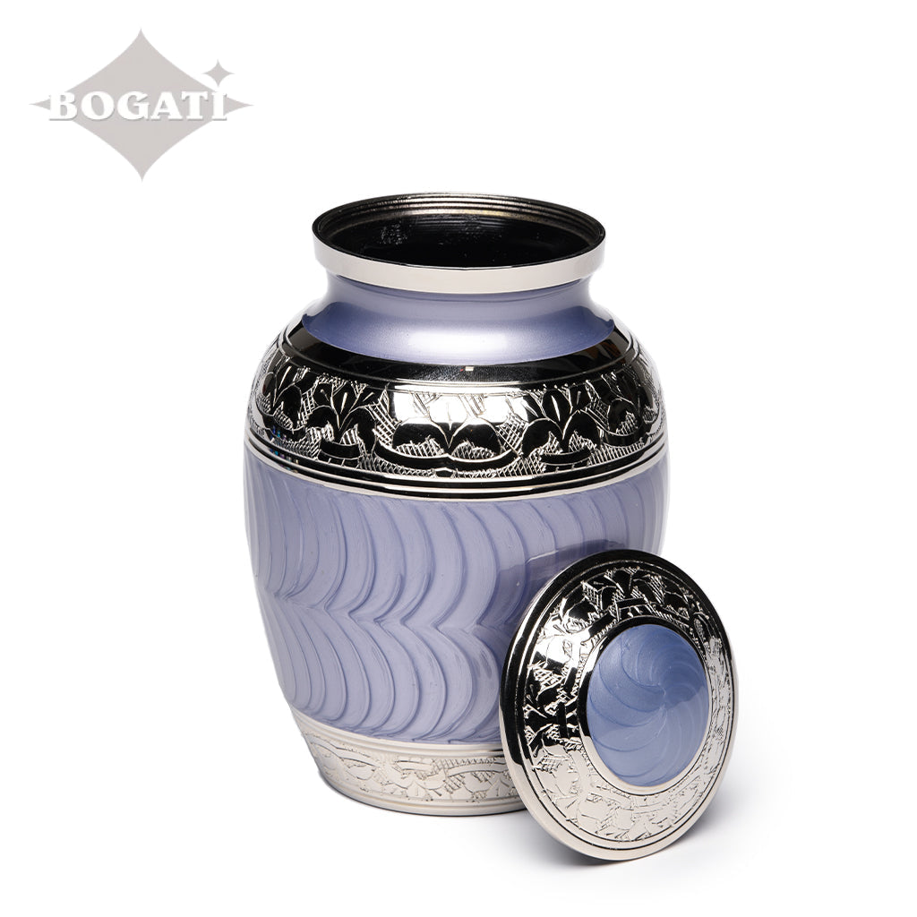MEDIUM Nickel Plated Brass Urn -1528- Fleur-de-Lis