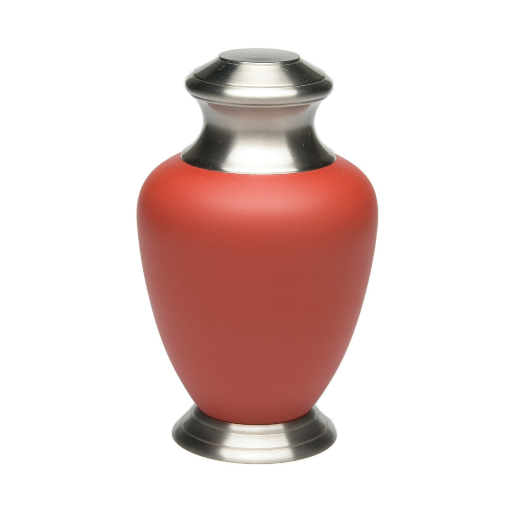 ADULT Brass urn -1966- Pewter with Solid Color Finish Red