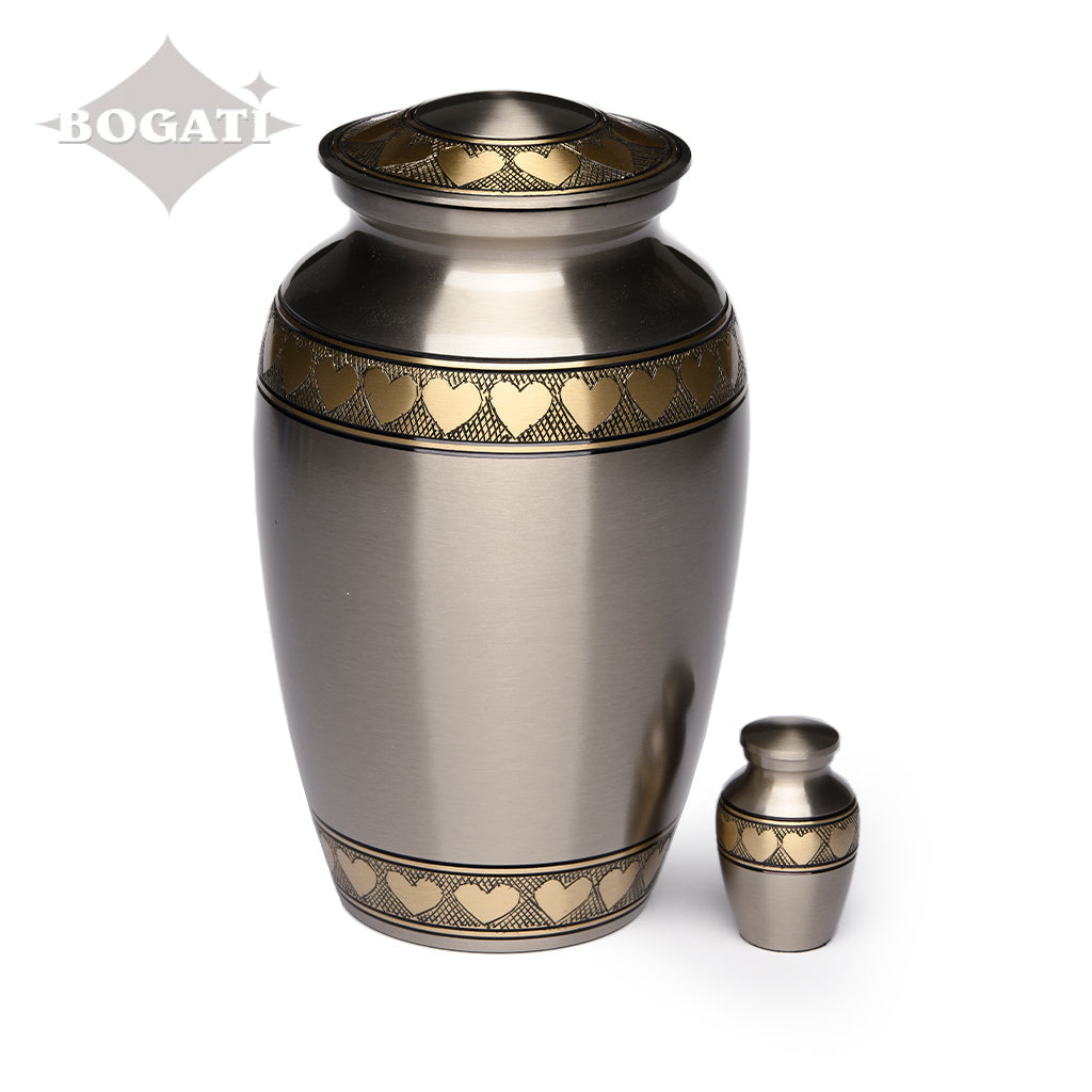 ADULT Brass Urn -2263- Heart Bands