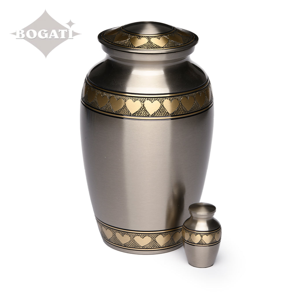 ADULT Brass Urn -2263- Heart Bands