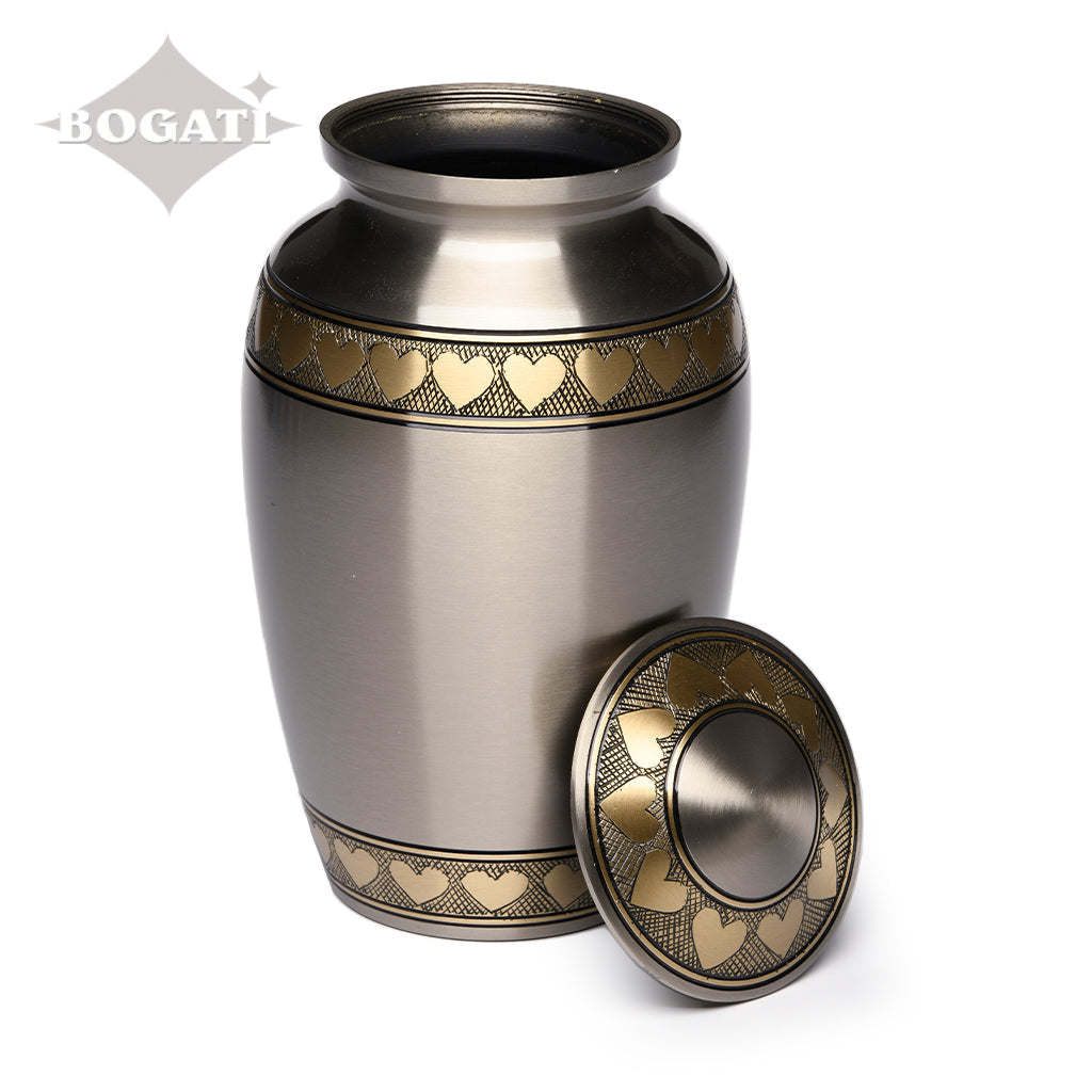 ADULT Brass Urn -2263- Heart Bands
