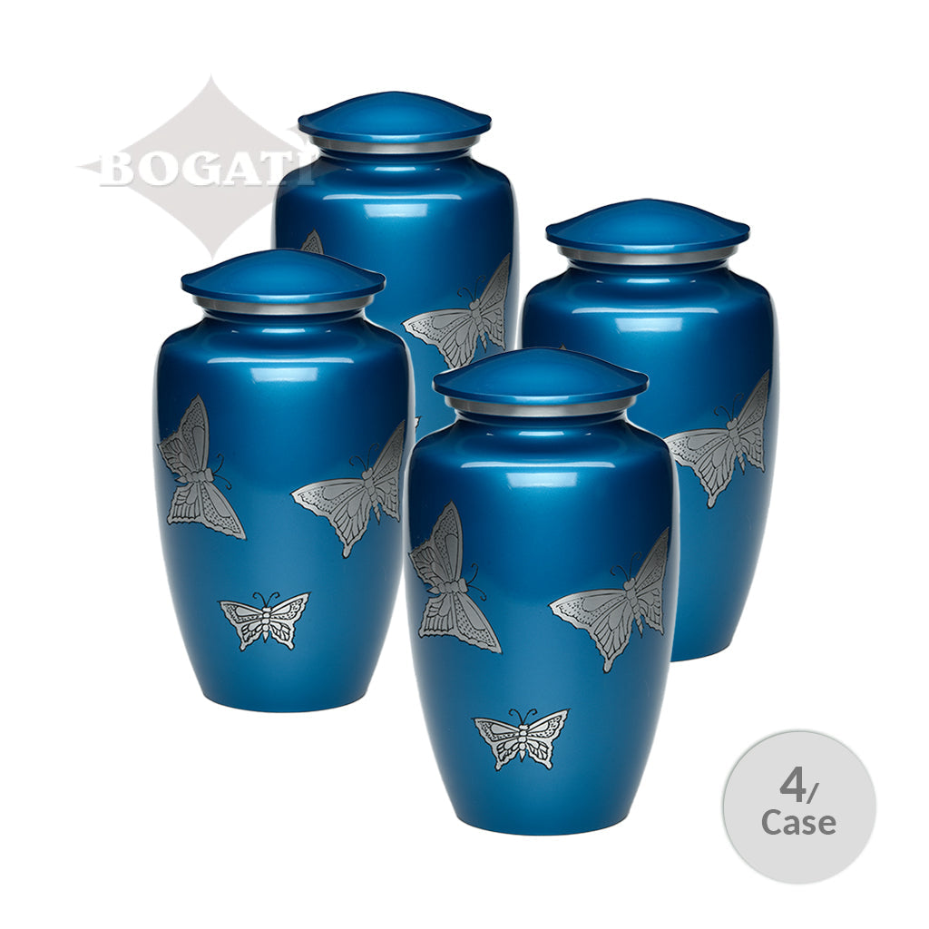 ADULT -Classic Alloy Urn -2415– with engraved BUTTERFLIES - Case of 4