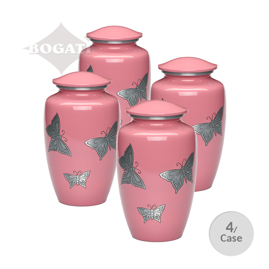 ADULT -Classic Alloy Urn -2415– with engraved BUTTERFLIES - Case of 4