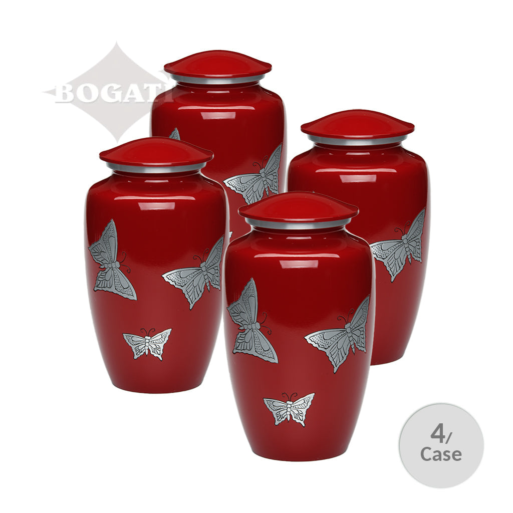 ADULT -Classic Alloy Urn -2415– with engraved BUTTERFLIES - Case of 4