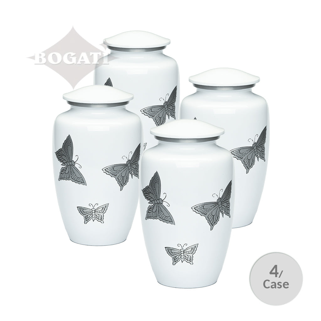 ADULT -Classic Alloy Urn -2415– with engraved BUTTERFLIES - Case of 4