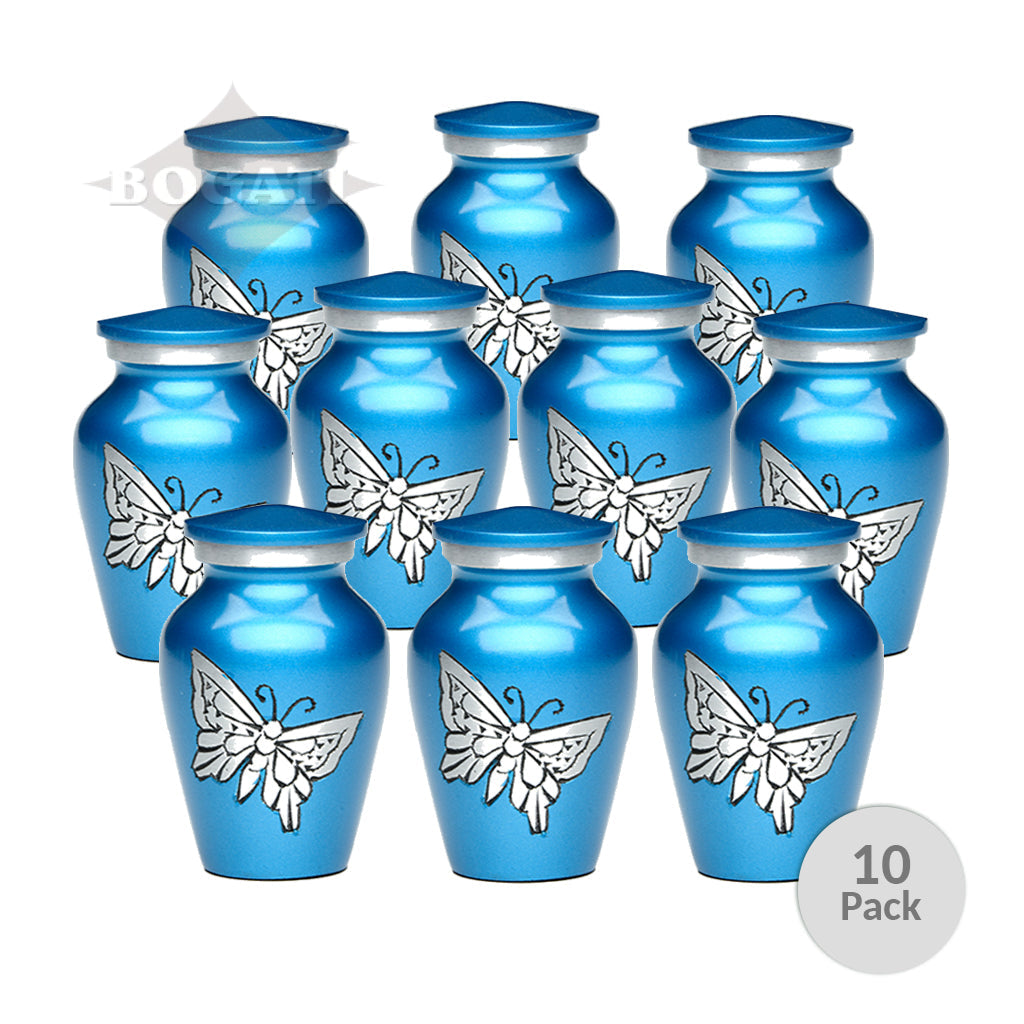 KEEPSAKE -Classic Alloy Urn -2415– with engraved BUTTERFLIES - Pack of 10