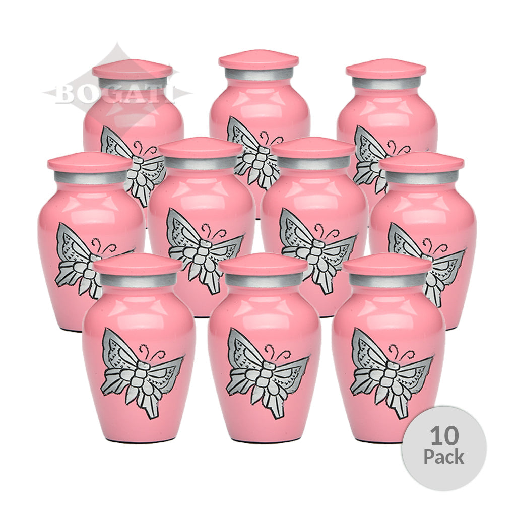 KEEPSAKE -Classic Alloy Urn -2415– with engraved BUTTERFLIES - Pack of 10