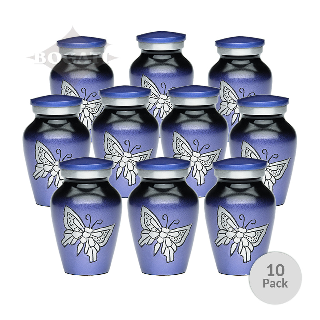 CLEARANCE - KEEPSAKE -Classic Alloy Urn -2415– with Engraved Butterfly - Pack of 10