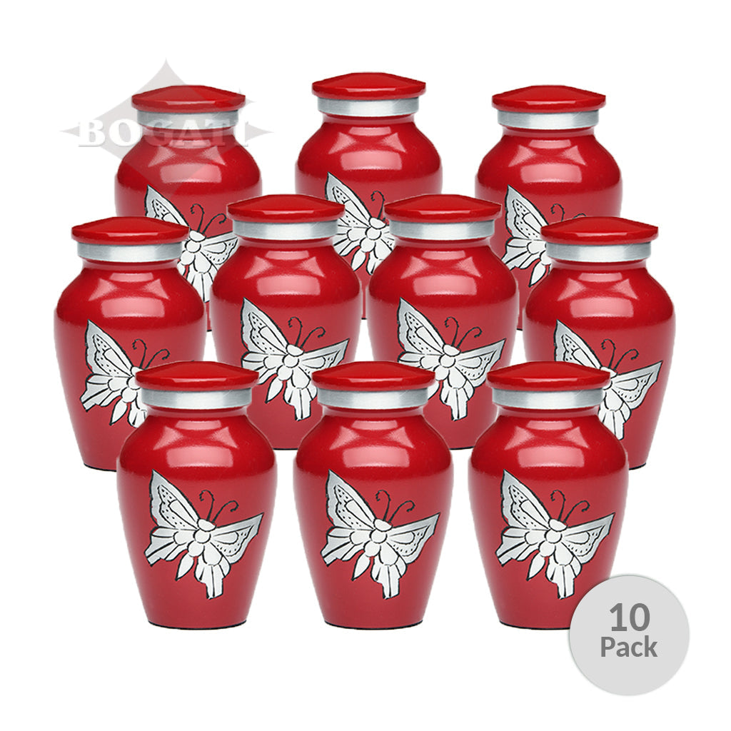 KEEPSAKE -Classic Alloy Urn -2415– with engraved BUTTERFLIES - Pack of 10