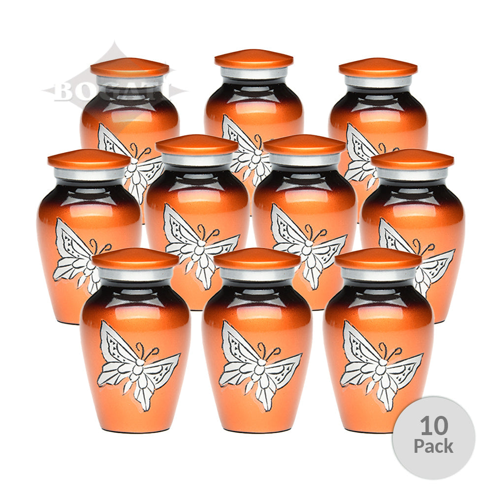 CLEARANCE - KEEPSAKE -Classic Alloy Urn -2415– with Engraved Butterfly - Pack of 10