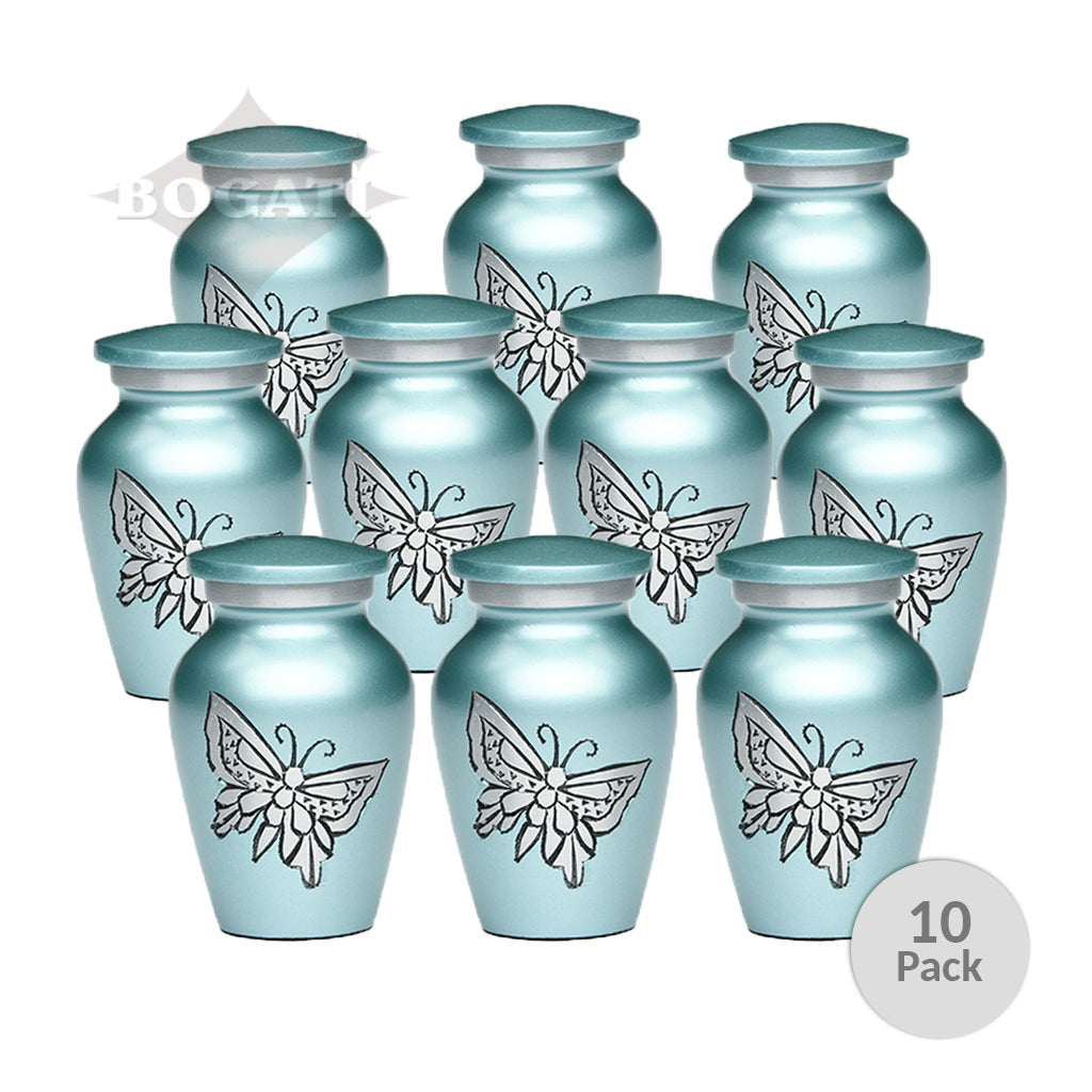 KEEPSAKE -Classic Alloy Urn -2415– with engraved BUTTERFLIES - Pack of 10