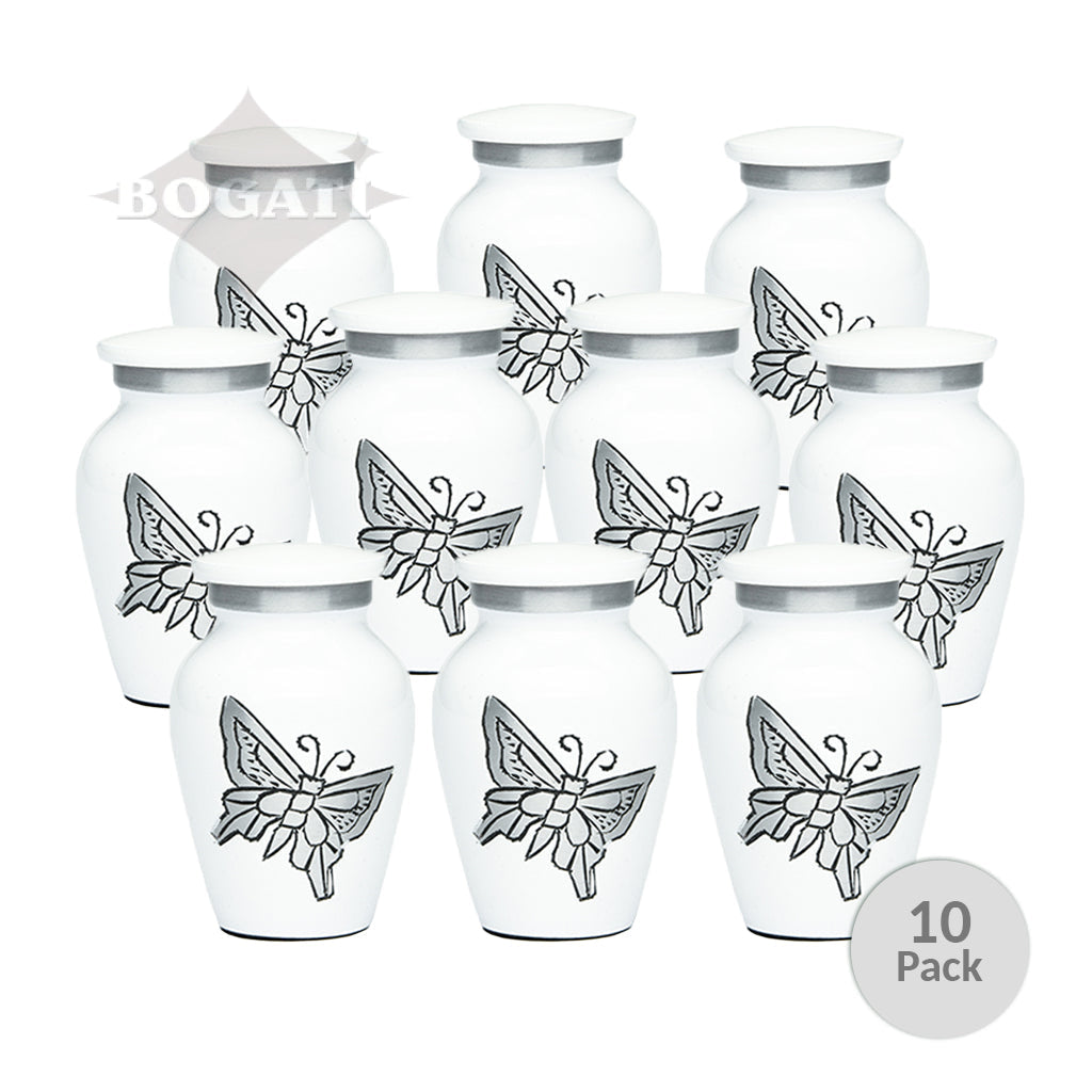 KEEPSAKE -Classic Alloy Urn -2415– with engraved BUTTERFLIES - Pack of 10