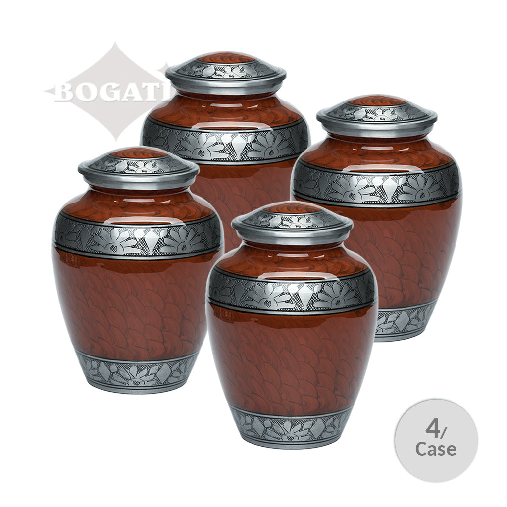 ADULT -Classic Alloy Urn -3250– ESPRESSO BROWN with FEATHERED BAND - Case of 4