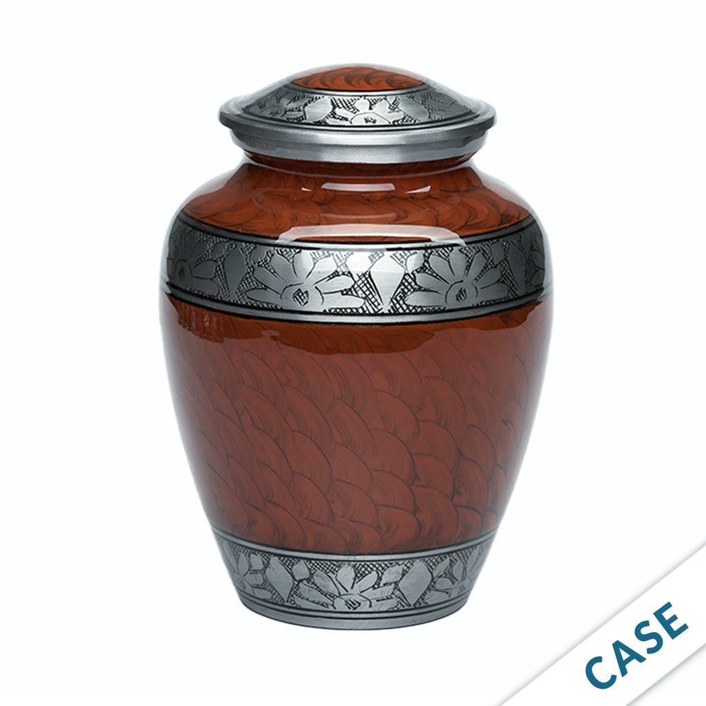 ADULT -Classic Alloy Urn -3250– ESPRESSO BROWN with FEATHERED BAND - Case of 4