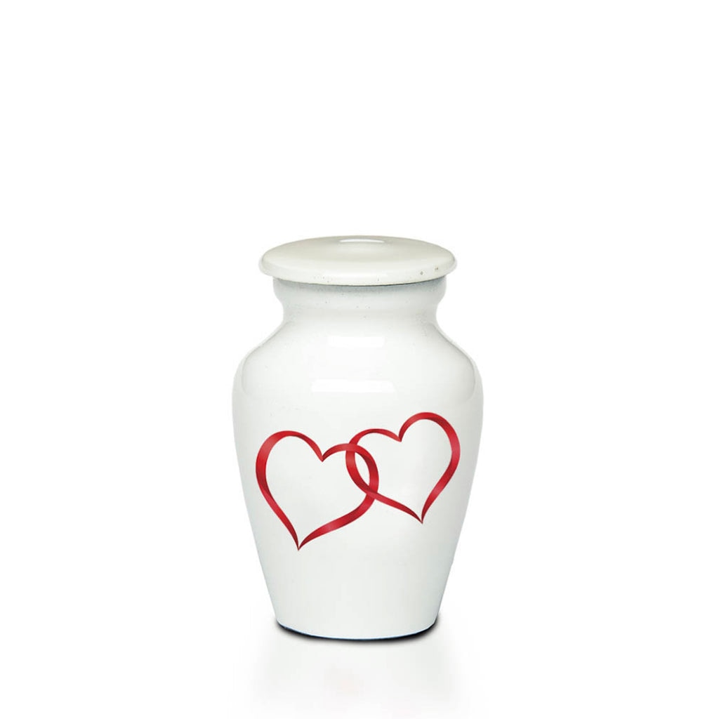 KEEPSAKE -Alloy Urn -4000- WHITE with DOUBLE HEARTS