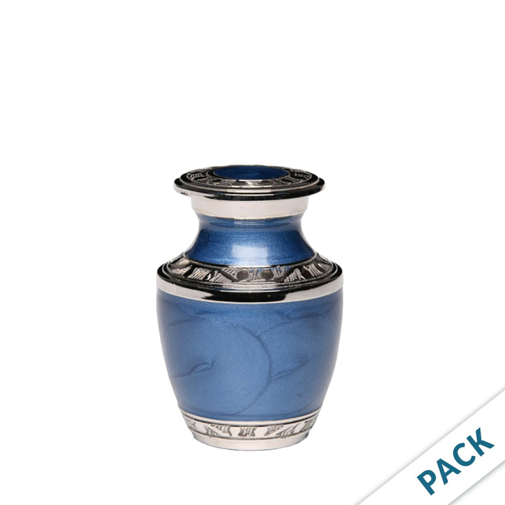 KEEPSAKE - Nickel plated Brass Urn 5-55 Silver Tone Bands - Pack of 10 Blue