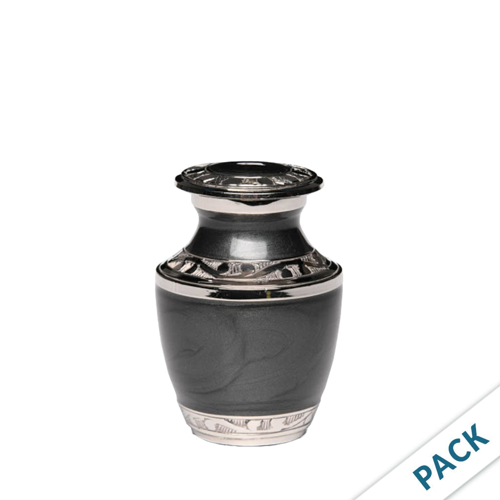 KEEPSAKE - Nickel plated Brass Urn 5-55 Silver Tone Bands - Pack of 10 Charcoal