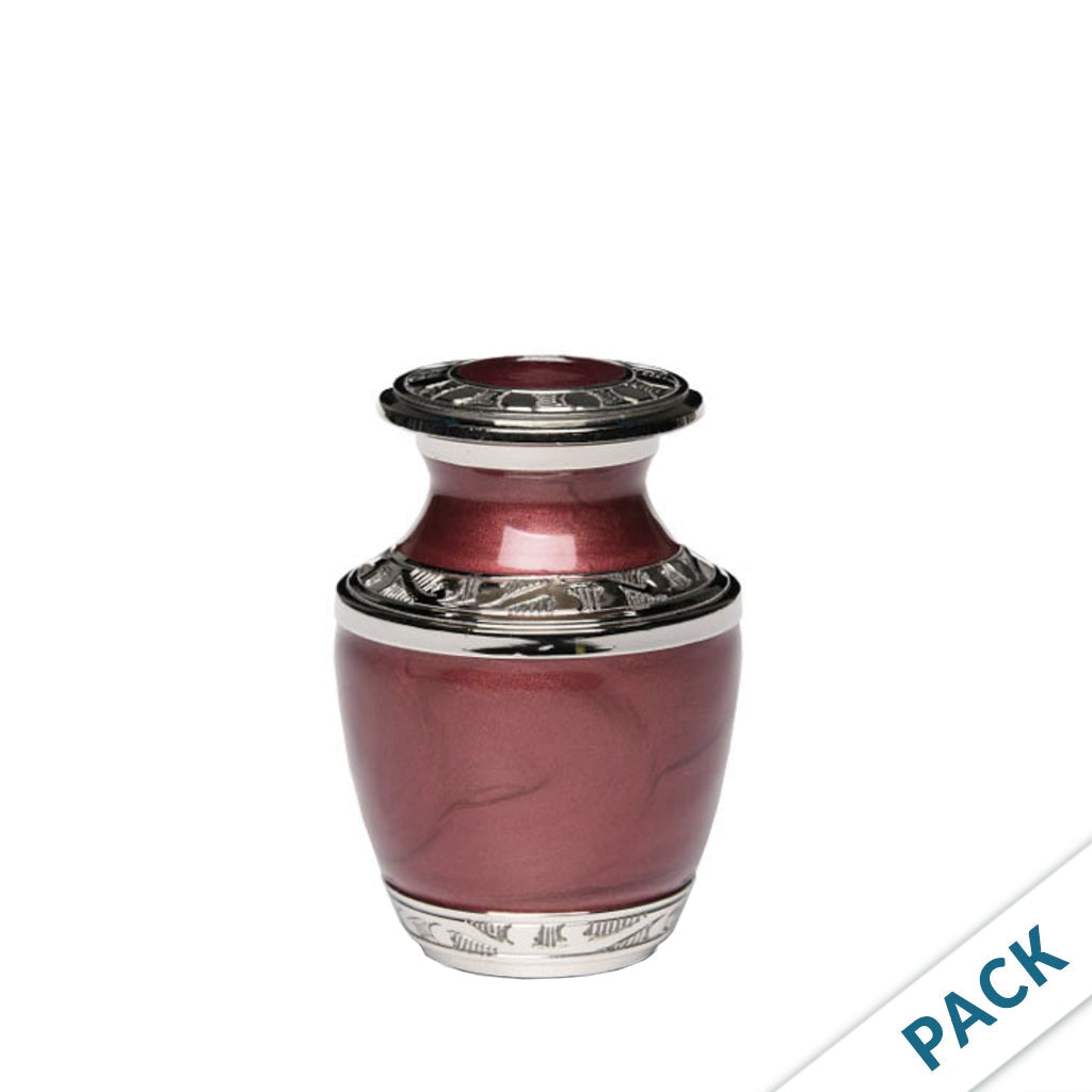 KEEPSAKE - Nickel plated Brass Urn 5-55 Silver Tone Bands - Pack of 10 Red
