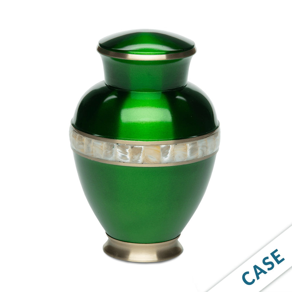 ADULT - Brass Urn -5000-1 - High-gloss Mother of Pearl - Case of 6 Green
